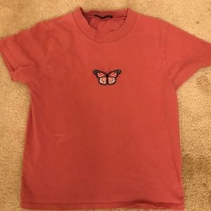 Brandy Melville Pink butterfly tee